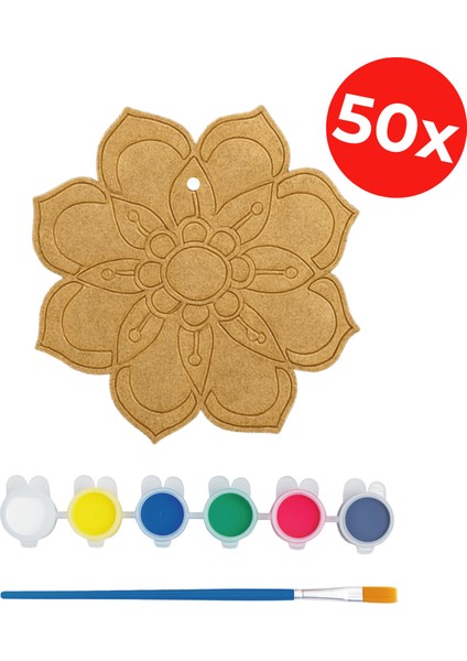 Toplu Mandala Etkinlik - Çiçek Mandala Tasarım - Ahşap Tasarım Kit - 50'li Set indirimleri
