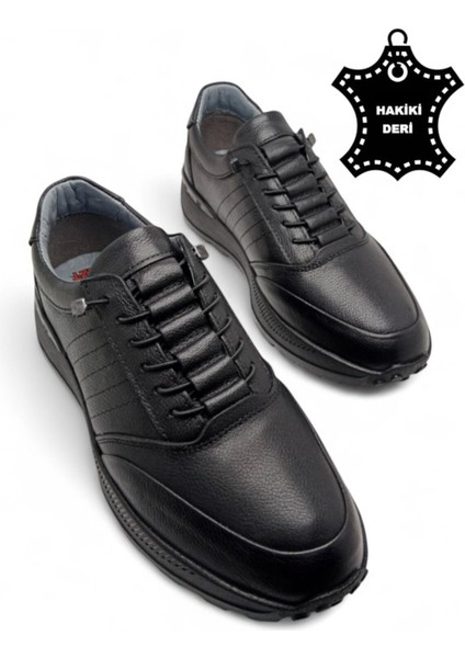 Erkek Iç Dış Hakiki Deri Ultra Rahat Ortopedik Tabanlı Hafif Mevsimlik Siyah Günlük Spor Ayakkabı indirimleri