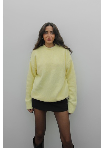 Açık Sarı Zane Yumuşak Dokulu Kazak fiyatları