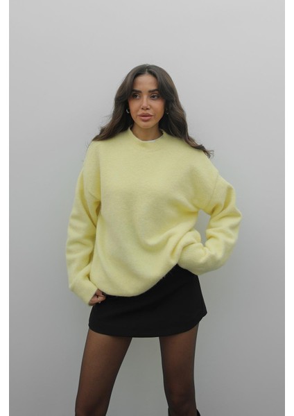 Açık Sarı Zane Yumuşak Dokulu Kazak modelleri