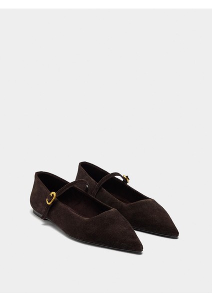 Toka Detaylı Süet Deri Babet