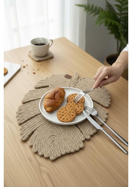 Tekstil El Yapımı Jüt Ip Yaprak Model Amerikan Servis- Supla – Doğal, Leke Tutmaz ve Rustik Sofra Aksesuarı fiyatları