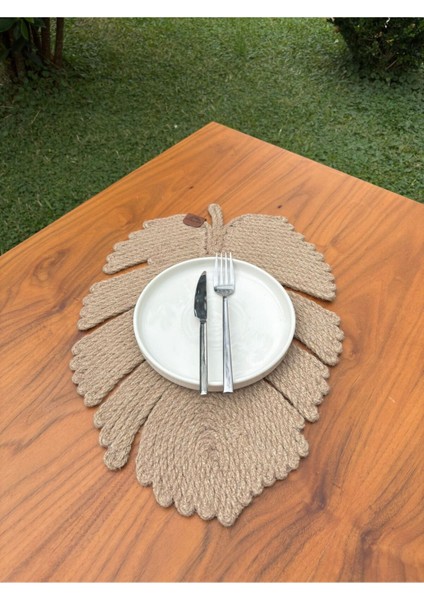 Tekstil El Yapımı Jüt Ip Yaprak Model Amerikan Servis- Supla – Doğal, Leke Tutmaz ve Rustik Sofra Aksesuarı