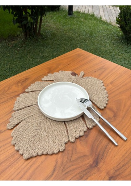 Tekstil El Yapımı Jüt Ip Yaprak Model Amerikan Servis- Supla – Doğal, Leke Tutmaz ve Rustik Sofra Aksesuarı