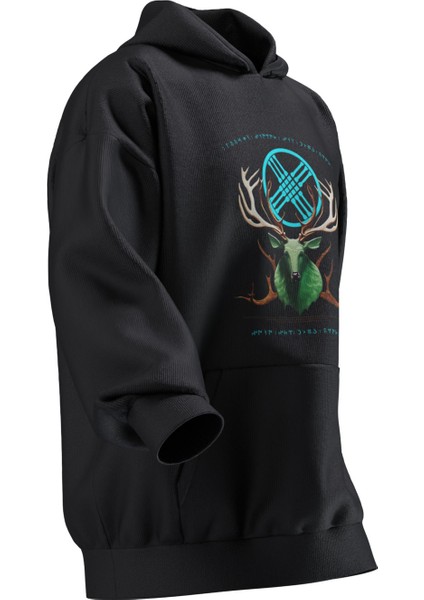 Mitolojik Geyik Baskılı Oversıze Hoodıe (Unısex) fiyatları