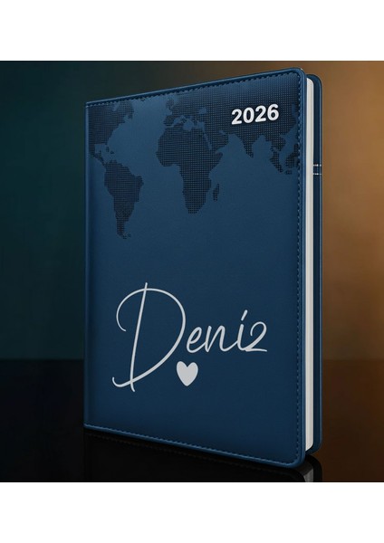 Kişiye Özel Isimli Termo Sert Kapak 2026 Lacivert Ajanda -13, Öğretmenler Günü Hediyesi, Yeni Iş Hediyesi