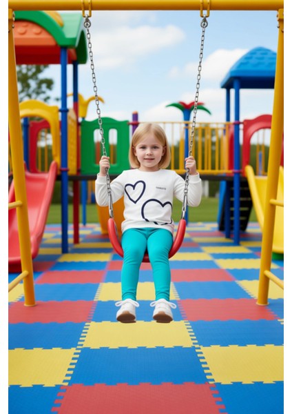 Kız Çocuk Sloganlı Kalp Desenli Örme Üst ve Tayt Seti Kışlık Konfor Kaliteli Şık Rahat