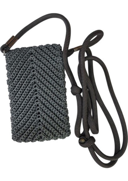 Telefon Çantası Günlük Kullanım Antrasit Renk Tamamen El Emeği ( Hand Made) Yerli Üretim