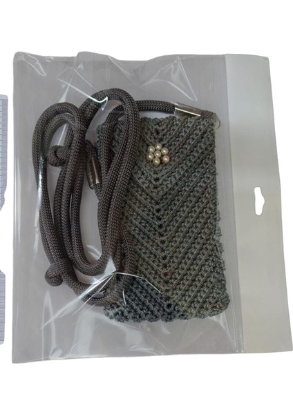 Telefon Çantası Günlük Kullanım Antrasit Renk Tamamen El Emeği ( Hand Made) Yerli Üretim