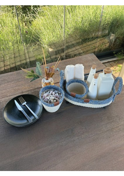 3'lü Düzenleyici Sepet Set Leke Tutmaz Mavi - Beyaz fiyatları