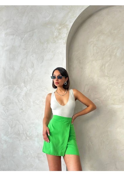 Kapaklı Şort Etek Yeşil S24901 modelleri