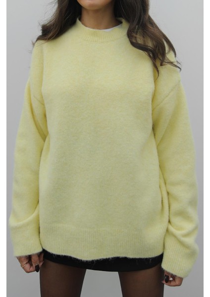 Açık Sarı Zane Yumuşak Dokulu Kazak fırsatları