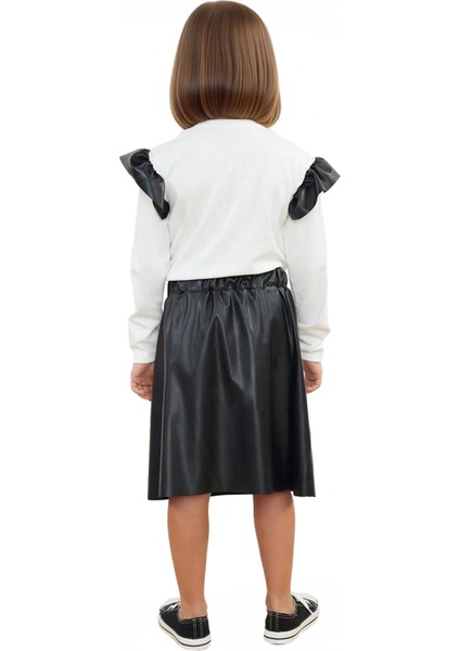 Çocuklar Için Örme Üst ve Fırfırlı Etek Takımı Günlük Şıklık ve Hareket Özgürlüğü Kaliteli