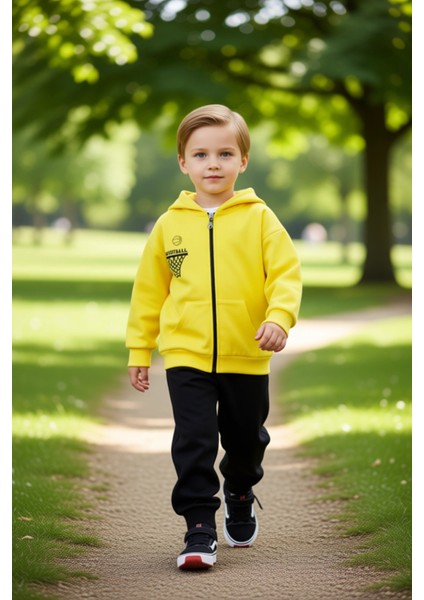 Erkek Çocuk Örme Baskılı Fermuarlı Üst ve Alt Takım Kaliteli Şık Rahat Günlük modelleri