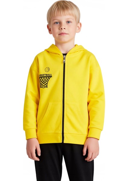 Erkek Çocuk Örme Baskılı Fermuarlı Üst ve Alt Takım Kaliteli Şık Rahat Günlük indirimleri