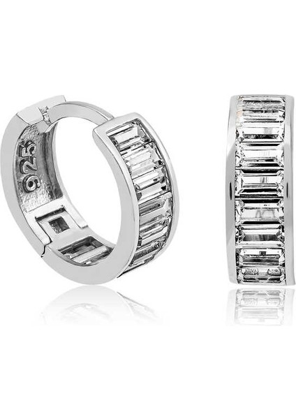 925 Ayar Gümüş Baget Taşlı Halka Küpe T5162 (800800)