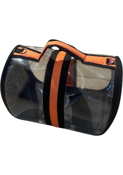 Şeffaf Kedı ve Köpek Taşıma Çanta Turuncu