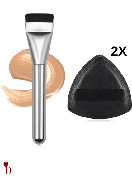 Fondöten Fırçası & 2 Adet Makyaj Puff Seti Siyah – Profesyonel Kusursuz Ten Makyajı Için 3’li Set