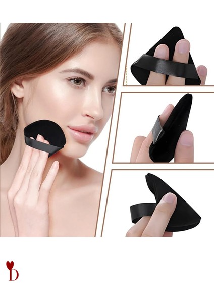 Fondöten Fırçası & 2 Adet Makyaj Puff Seti Siyah – Profesyonel Kusursuz Ten Makyajı Için 3’li Set