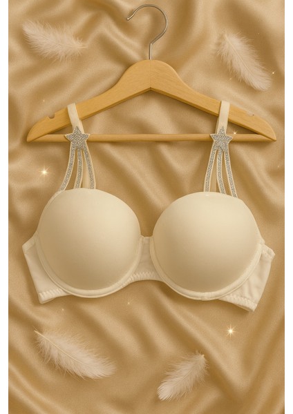 Taş Detaylı Beyaz Push Up Sütyen Takımı indirimleri