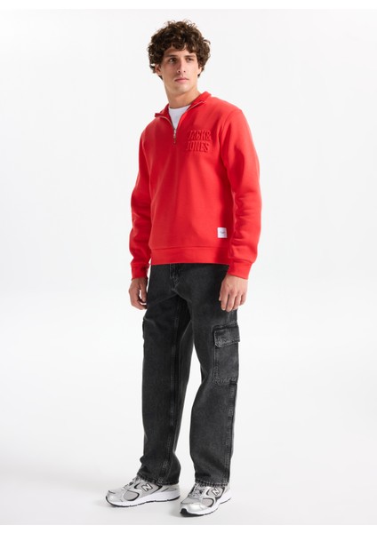 Dik Yaka Kırmızı Erkek Sweatshırt 12299799 Jornewove Sweat Smu fiyatları