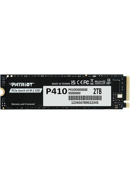 Patrıot P410 2tb 5000/4500MB/S M2 Pcıe Gen4 Nvme SSD P410P2TBM28H