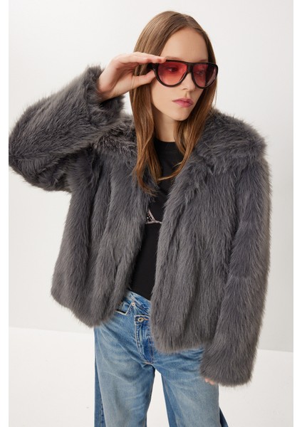 Kısa Suni Kürk Kaban LXA0002 Antrasit