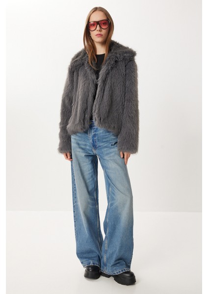 Kısa Suni Kürk Kaban LXA0002 Antrasit fiyatları