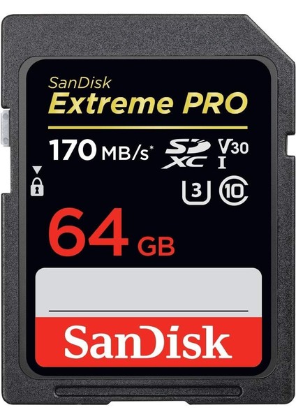 Sandisk Extreme Pro Sdxc Uhs-I Hafıza Kartı 64 GB (V30, U3, 4K UHD Videolar, 170 Mb/s Okuma Hızı, Isı ve Soğuğa Dayanıklı)