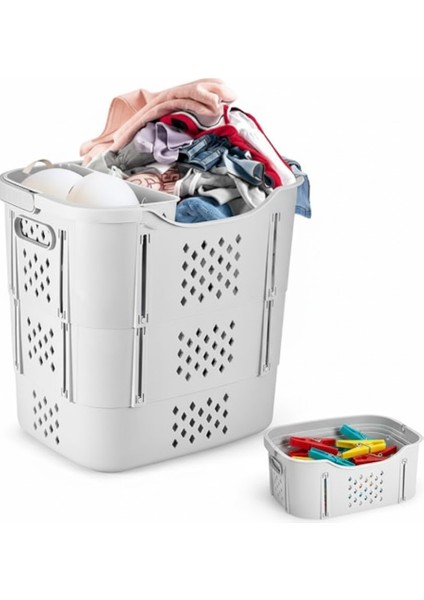 Katlanabilir Taşınabilir Çamaşır Sepeti ve Mandal Sepeti