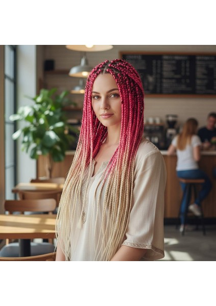 Afrika Örgüsü ve Rasta Için Sentetik Ombreli Saç / Pembe / Platin