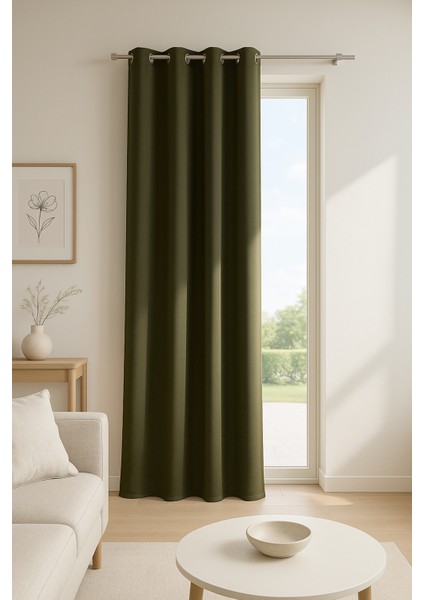 Blackout Halkalı Fon Perde Haki 140X260