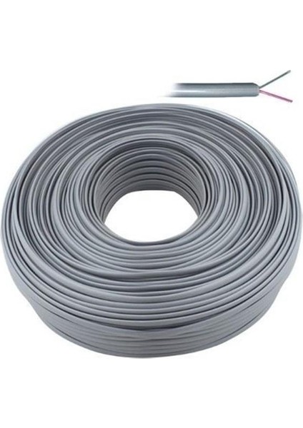 Lan LN-TEL44 Gri 2'li Flat Köken 100 Metre Telefon Kablosu
