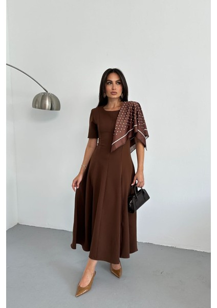 Kadın A Kesim Kısa Kollu Midi Boy Günlük Elbise NBNP018 fiyatları