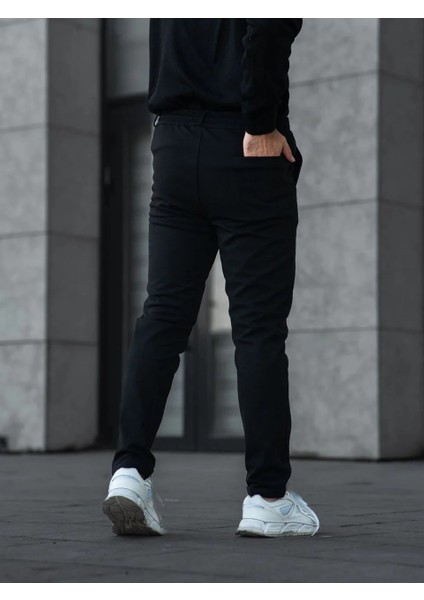 Erkek Diagonel Mikro Dokulu Cepli Pantolon - Siyah modelleri