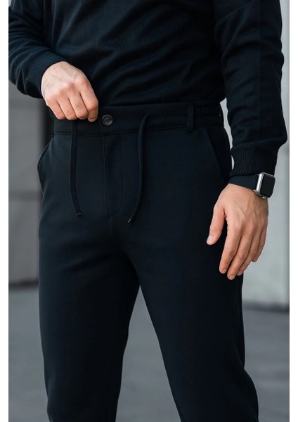 Erkek Diagonel Mikro Dokulu Cepli Pantolon - Siyah fırsatları