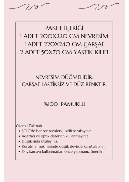 Çift Kişilik Ranforce Nevresim Takımı &#37;100 Pamuklu Zarafet fırsatları