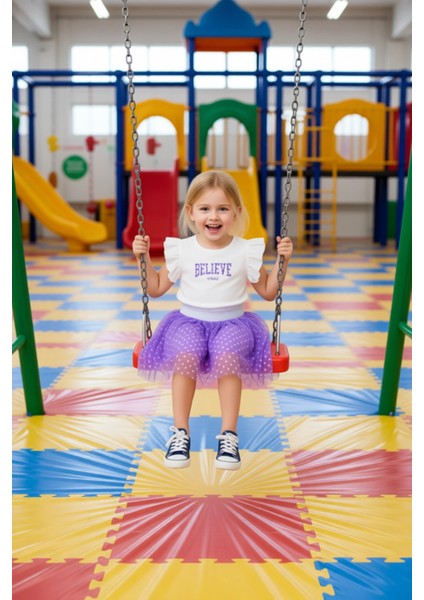 Kız Çocuk Baskılı Kısa Kollu Üst ve Tül Etek Takımı Kaliteli Şık Rahat Günlük modelleri