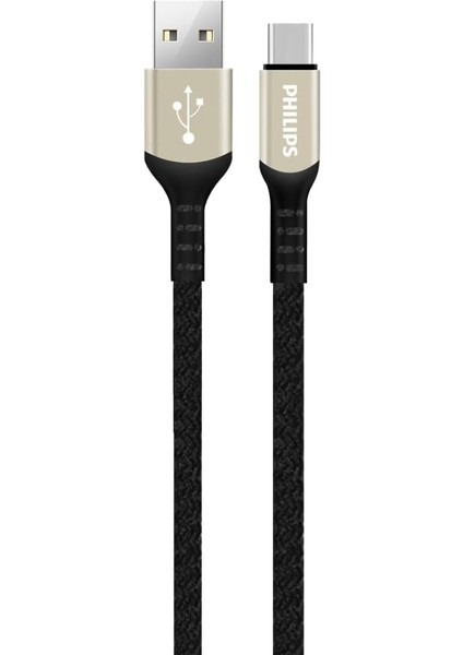 DLC5001 Usb-C Şarj ve Data Kablosu, Hızlı Şarj, 3A Yüksek Akım, 1 Metre, Dayanıklı Örgü Kablo (Usb-A Type-C, Siyah)