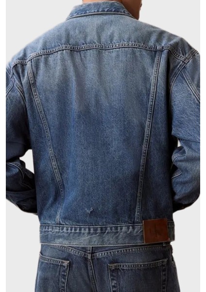 Logolu Pamuklu Relaxed Fit Düğmeli Kot Ceket LV04RD706GZY2 Erkek Kot Ceket LV04RD706G Zy2 fiyatları