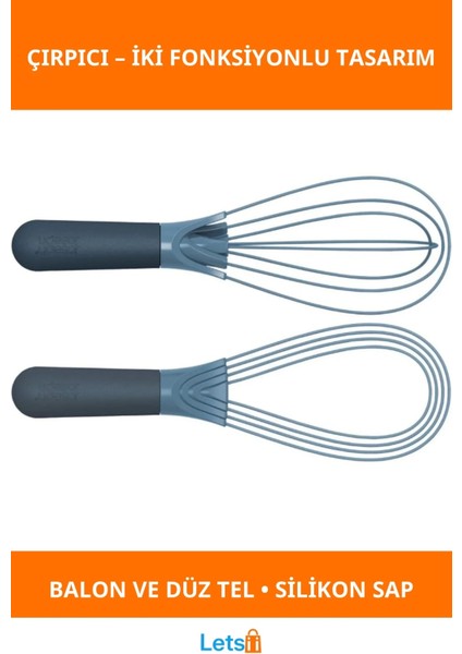 Silikon Saplı 2 Işlevli Çırpıcı (Balon ve Düz) Mutfak Aletleri