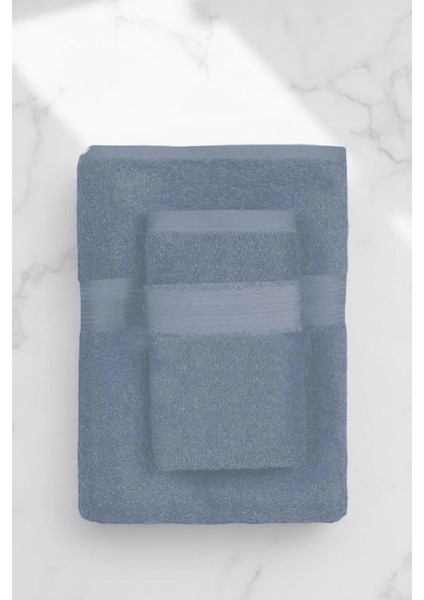 2 Parça Battal Lüks Premium Banyo Spa Havlu Takımı 90X170 cm Indigo