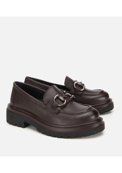 01AYH314430A480 KADIN Deri Kahverengi Tokalı Yüksek Tabanlı Klasik Loafer fiyatları