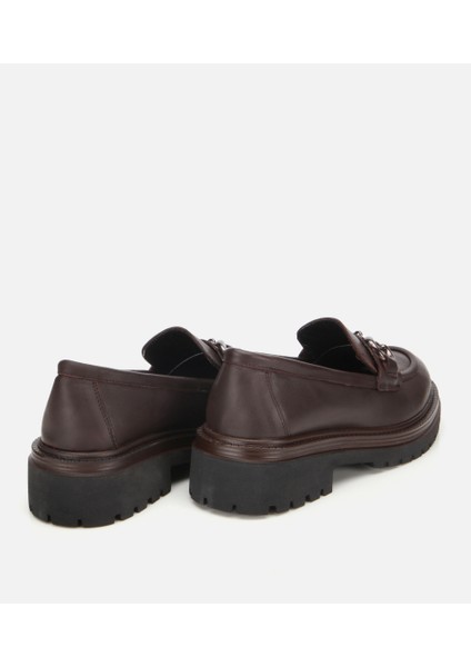 01AYH314430A480 KADIN Deri Kahverengi Tokalı Yüksek Tabanlı Klasik Loafer fırsatları