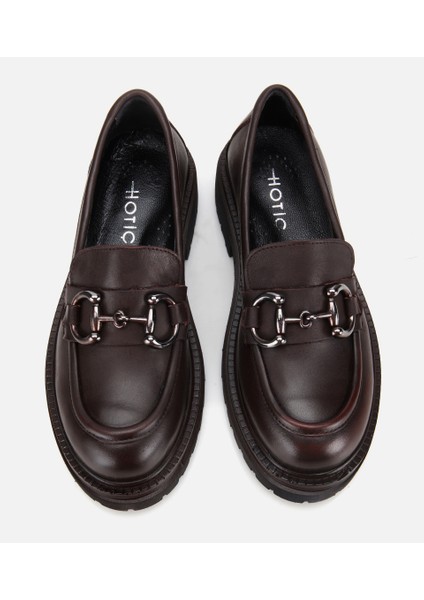 01AYH314430A480 KADIN Deri Kahverengi Tokalı Yüksek Tabanlı Klasik Loafer
