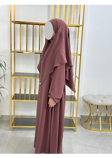 Kız Çocuk Tesettür Elbise,sufle Eşarp Takım Gülkurusu fiyatları