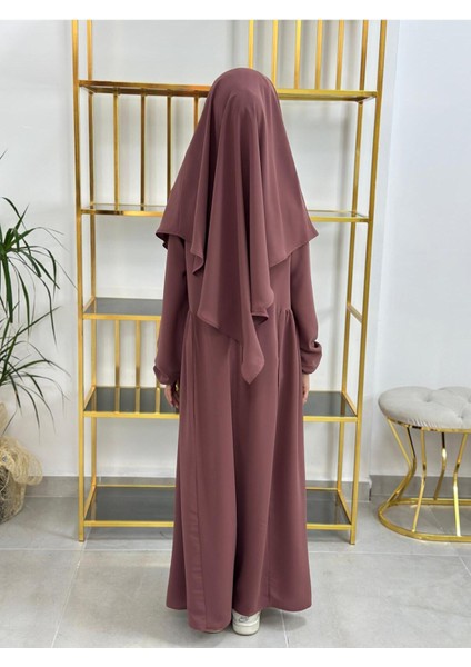 Kız Çocuk Tesettür Elbise,sufle Eşarp Takım Gülkurusu fırsatları