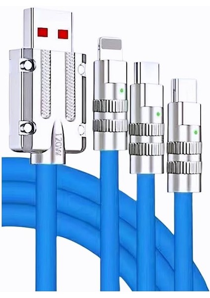 3&apos;ü 1 Arada Tombul Şarj Kablosu, Tüm Cihazlar Için 4ft Çoklu Şarj Cihazı USB Kablosu, Ev, Ofis, Araba Için Ideal