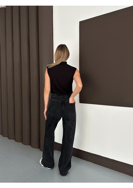 Kadın Sıfır Kol Boğazlı Body 5'li Set -Siyah Beyaz Bej Kahverengi Lacivert