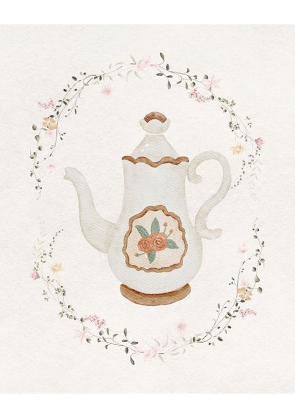 Vintage Çaydanlık Dijital Baskı Vintage Poster (Çerçevesiz) fırsatları